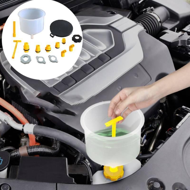 Free Spill Funnel With Accessory Kit Radiator Cooling Coolant Filling Tool Car