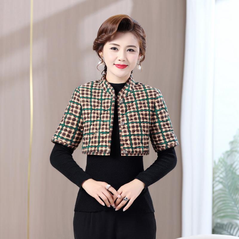 Mid-Sleeve Fleece-Lined Camisole Vest for Mid-Aged & Elderly Mothers – Autumn/Winter Warmth with Neck Protection