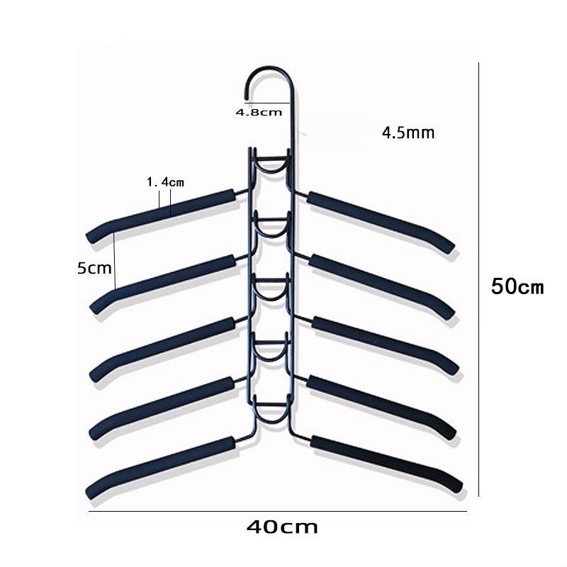 Space Saving 5 Tier Non Slip Hanger, Stackable Multi Layer Clothes Rack For T Shirts And Shirts, Heavy Duty Plastic Coated Wire Organizer