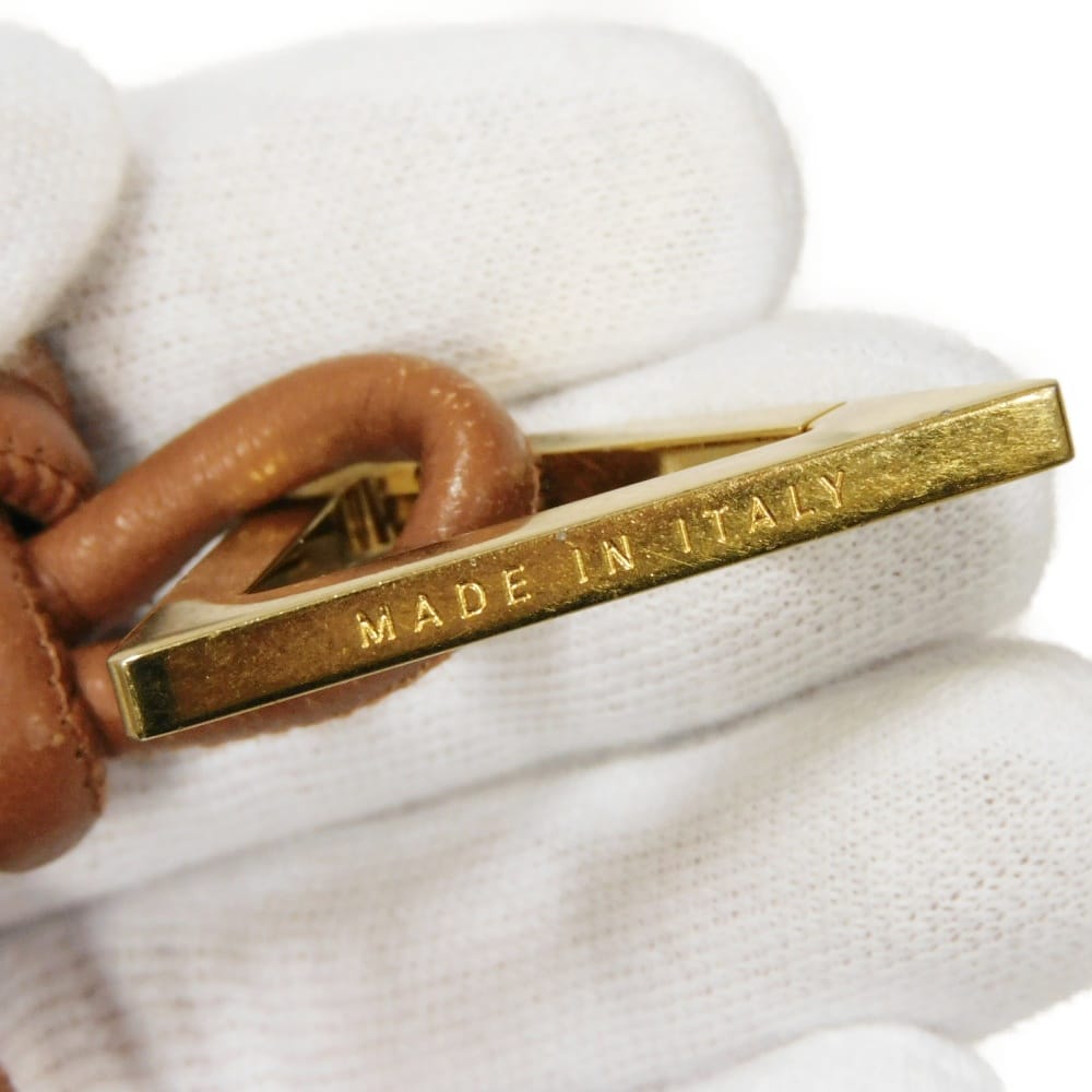 Used 11897 Triangle Key Ring 619100 V0050 2650 7950 Current Logo Ring Charm Intrecciato Brown Unisex from Japan