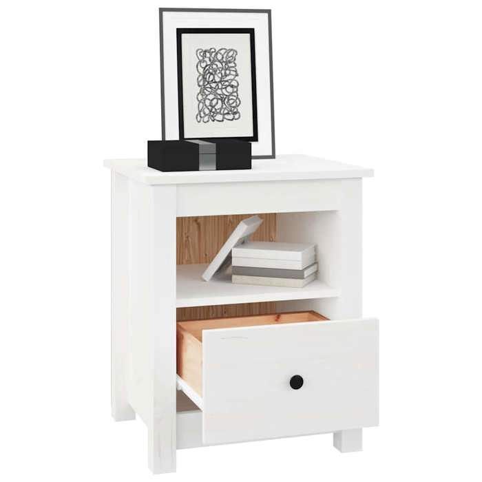 VidaXL Table de chevet Blanc 40x35x49 cm Bois de pin massif813711
