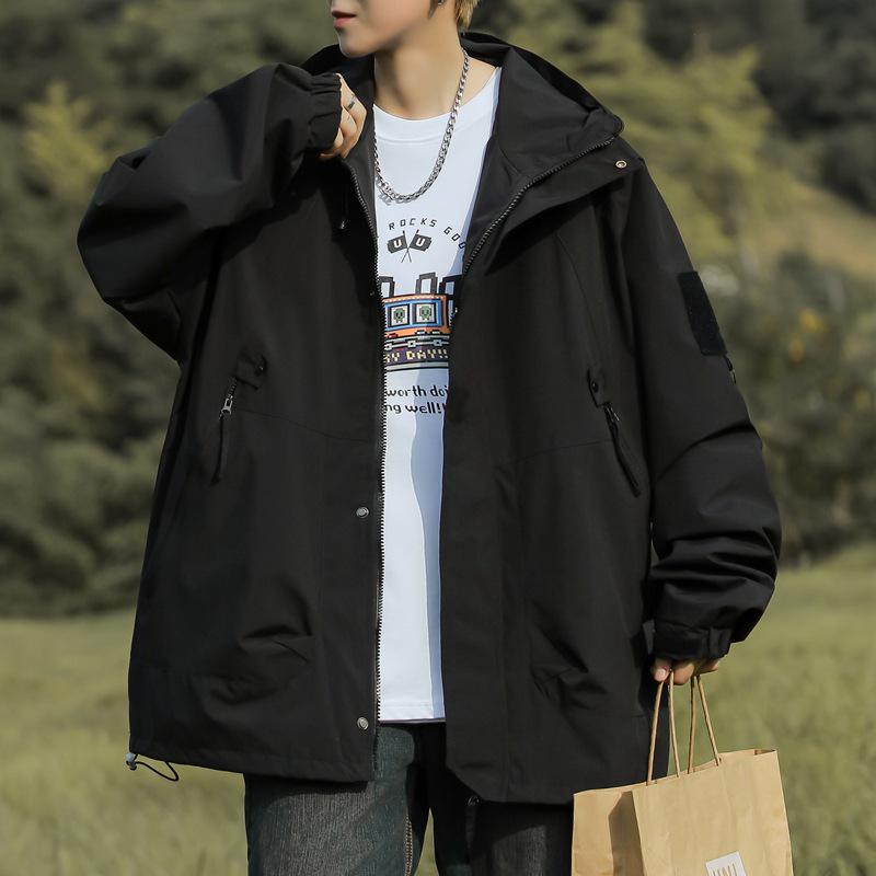 

Чоловічий водонепроникний вітрозахисний плащ: Осіння вулична куртка вільного крою для весни та осені, двостороннє носіння 2XL