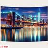 2D Plane, 1 Piece. Nylon Background Fabric for the Night View of the Brooklyn Bridge In New York and Urban Scenery.