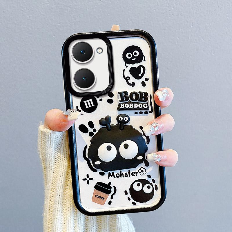 KEYSION Shockproof Case for VIVO Y03 Y03t Y18 Y18e Y18s with Lanyard Soft Silicone Cute 3D Cartoon Doll Phone Cover for VIVO Y28s 5G