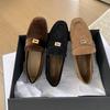 Fashion Bailamos 2024 New Brand Women Flat Shoes Fashion Round Toe Flat Heel Slip On Laofer Shoes Casual Outdoor Gold Buckle Ballerinas