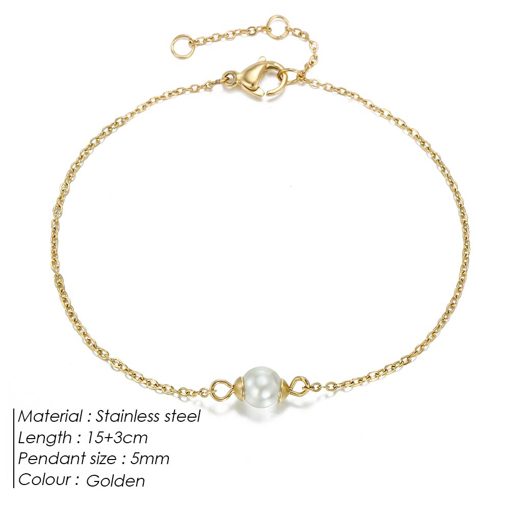 eManco Minimalist Stainless Steel Bracelets for Women Sea Imitation pearls Bracelet Women Charm Bracelet Jewelry