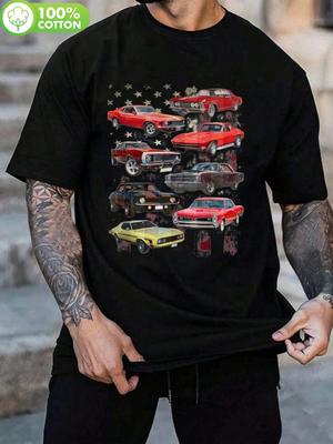Vintage Muscle Car Amerikanische Flagge T-Shirt - Ultra-Weich