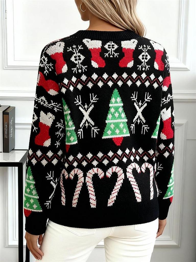 European & American Plus Size Knit Sweater: Loose, Warm, Long Sleeve Christmas Knitwear for Women - Fall/Winter 2025