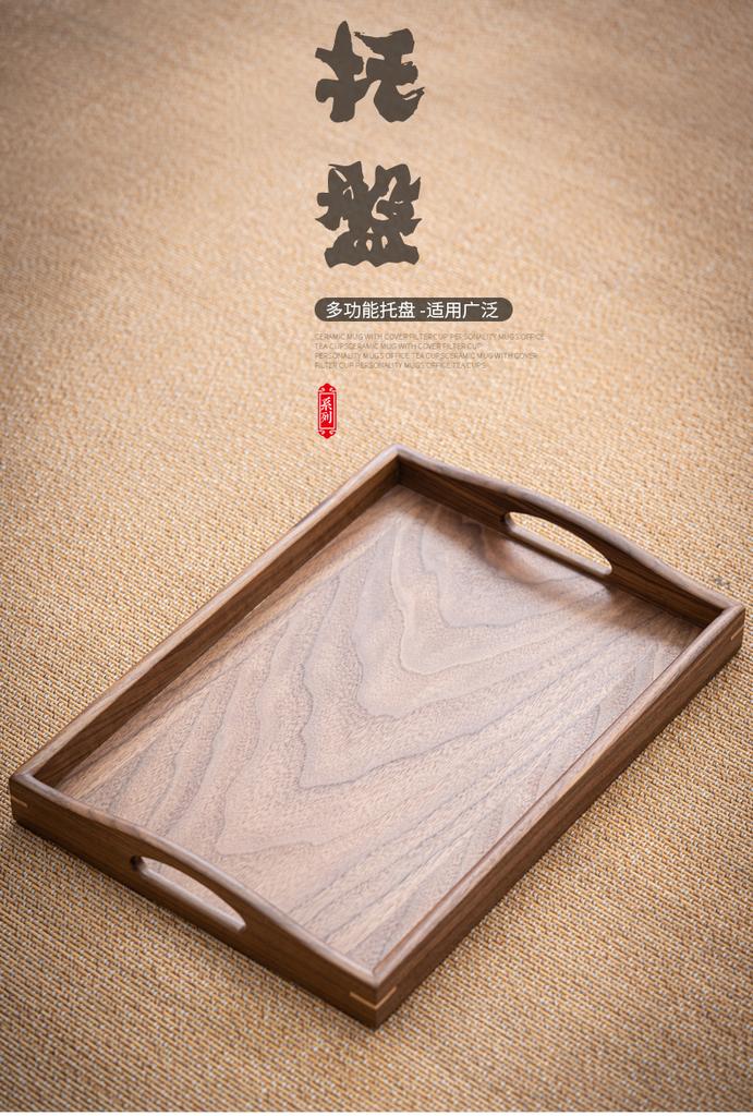 Handmade Natural Walnut Wood Tray Multi Purpose Serving Organizer Decorative Gift for Home Kitchen Cafe Office Storage