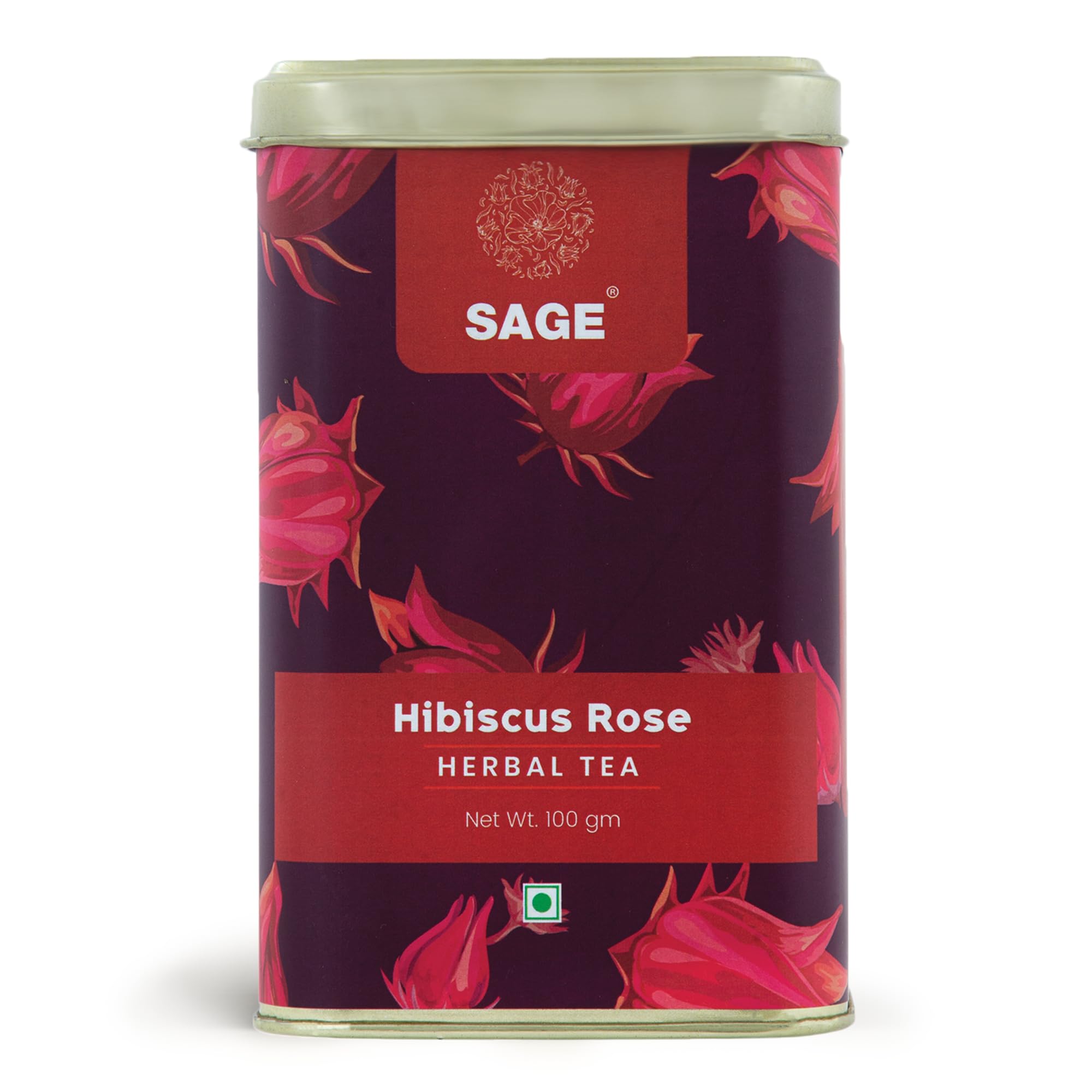 SAGE Premium Hibiscus Rose Herbal Tea Gift Pack (Loose Leaf) - Rose Flavoured Hibiscus Tea - Made with Natural Dried Flowers - Premium Gift