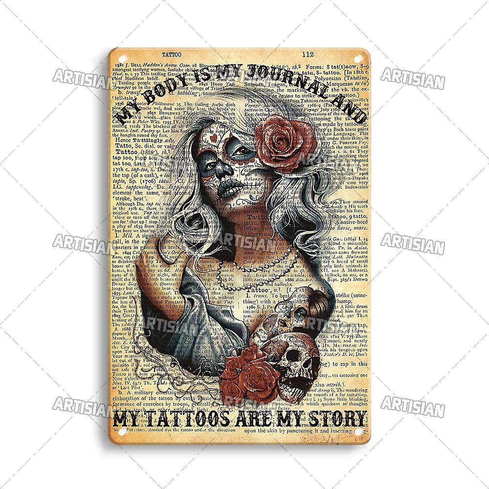Artisian Tattoo Retro Metal Poster Job Tin Plaque Hobby Decorative Plate Wall Decor Garage Bar Pub Club Hotel Cafe Kitchen Home