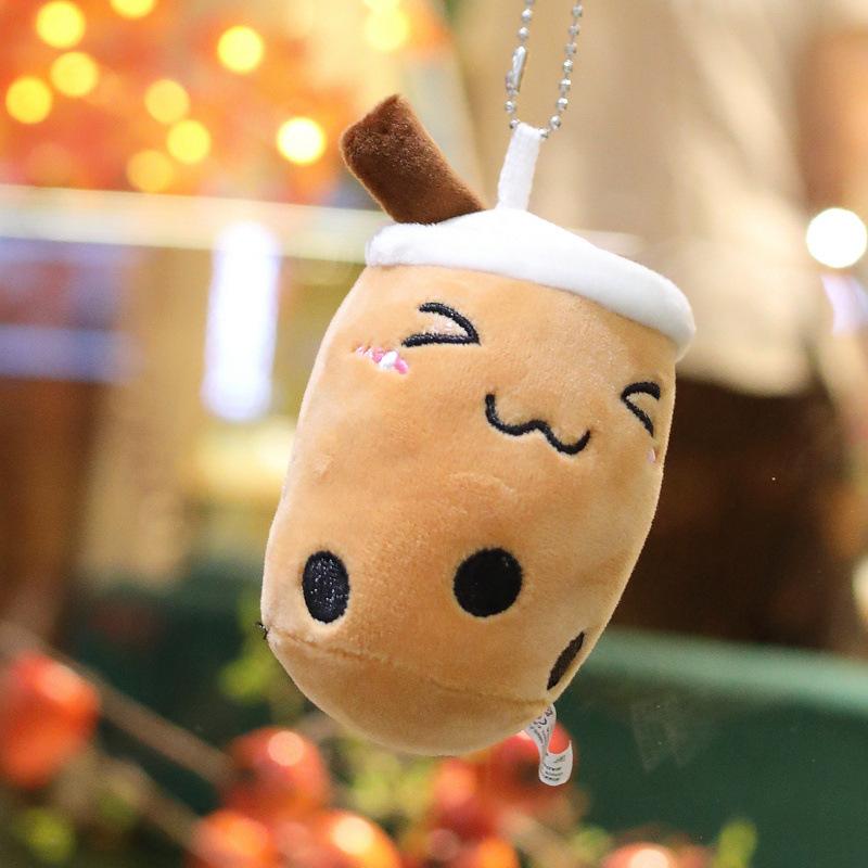 Cute Milk Tea Cup Pendant Plush Toy Cartoon Milk Tea Doll Bag Pendant Keychain