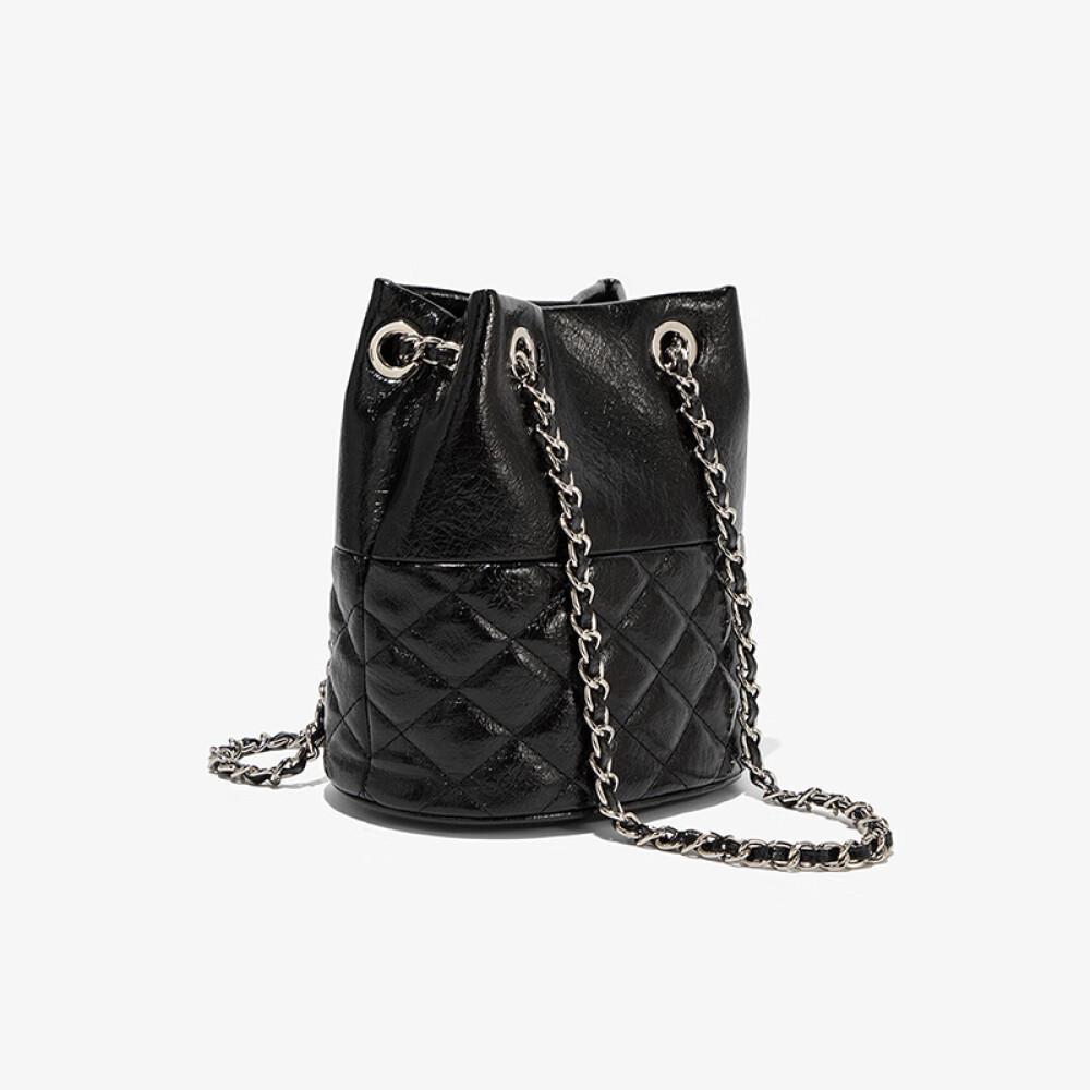 Diamond chain bucket bag new light luxury all-match small fragrance single shoulder crossbody bag length 18cm wide 12.5cm high 19cm