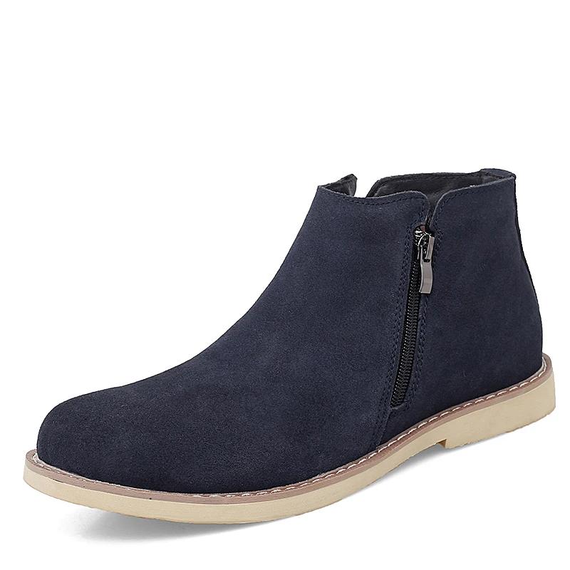 

Винтажные базовые мужские замшевые ботинки челси песочного цвета из натуральной кожи с застежкой-молнией и острым носком, формальные ботильоны для мужчин из дерева Zapatillas Hombre 35