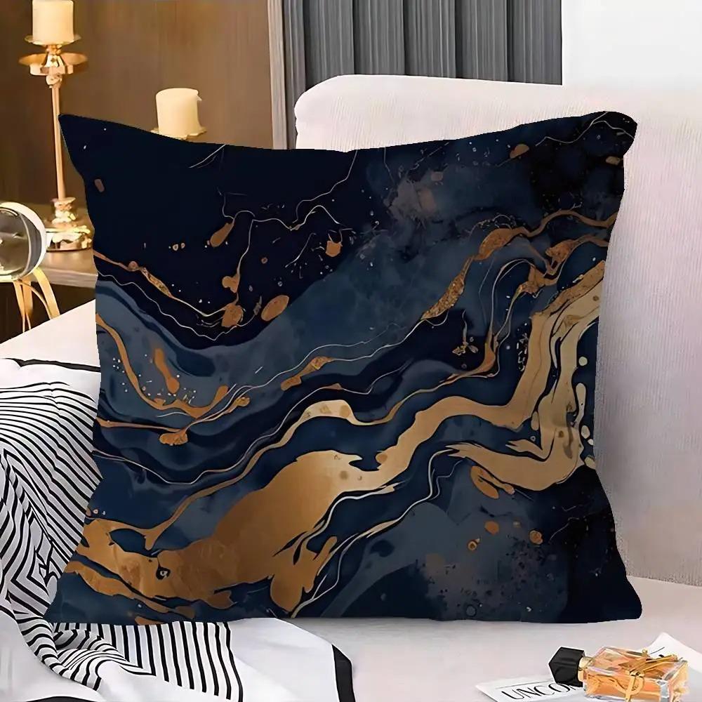Decorazioni per la Casa Copricuscini con Motivo Marmo Blu e Oro Copricuscino con Motivo Adatto per Divano Camera da Letto Auto