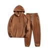 Autumn and winter suit men's fashion thermal hooded sweater solid color wool sweatpants casual sports two-piece set