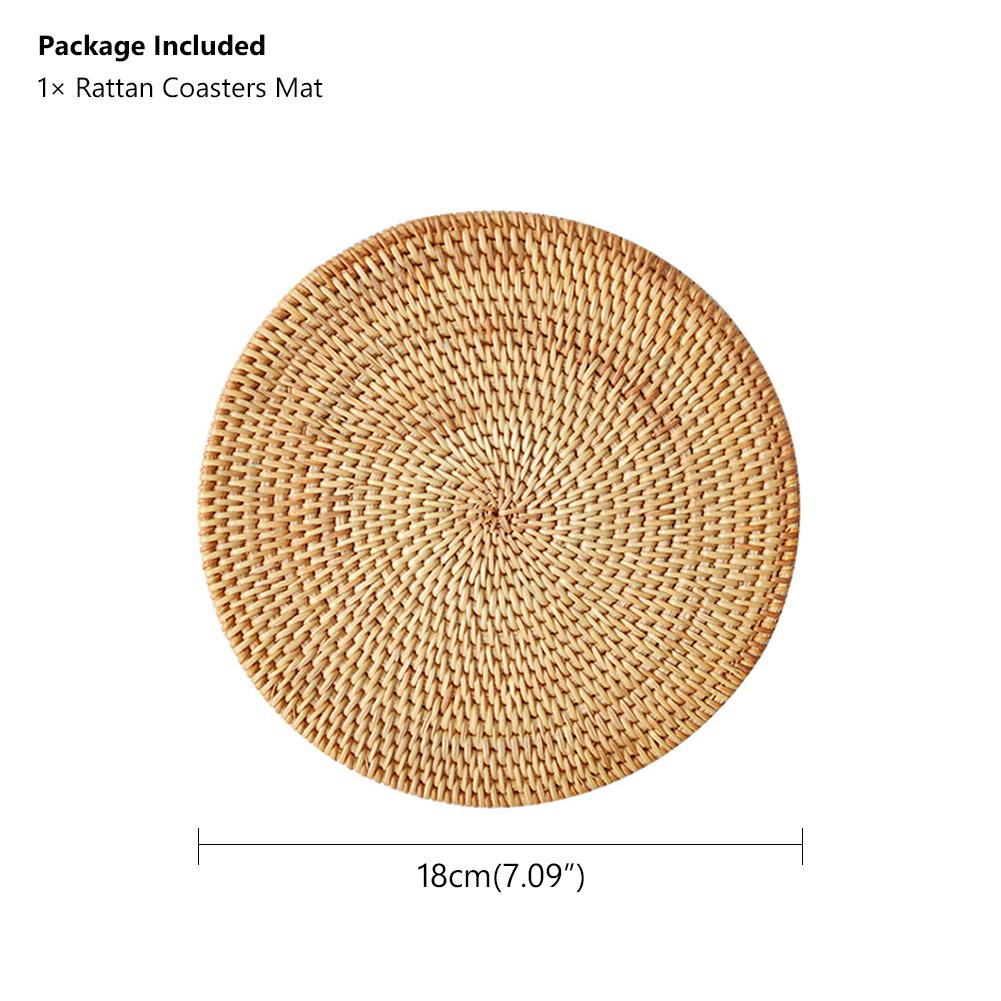 Hand Woven Round Natural Rattan Placemat Drink Coasters Cup Table Mat Non-slip Hand Woven Round Natural Rattan Placemat Drink Coasters Cup Table Mat Non-slip