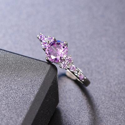 ZHOUYANG Purple Crystal Rings For Women Trend 2024 Zircon Silver Color Promise Ring Accessories Wedding Bidal Gifts Jewelry R492