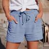 Women's Summer Shorts Drawstring Elastic Waist Cotton Linen Shorts Casual High Waisted Beach