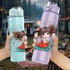 1PC Curly Hair Little Girl Art 750ml Color Plastic Sports Water Bottle Leakproof Flip Straw Lid Suitable for Sports Office Home Use