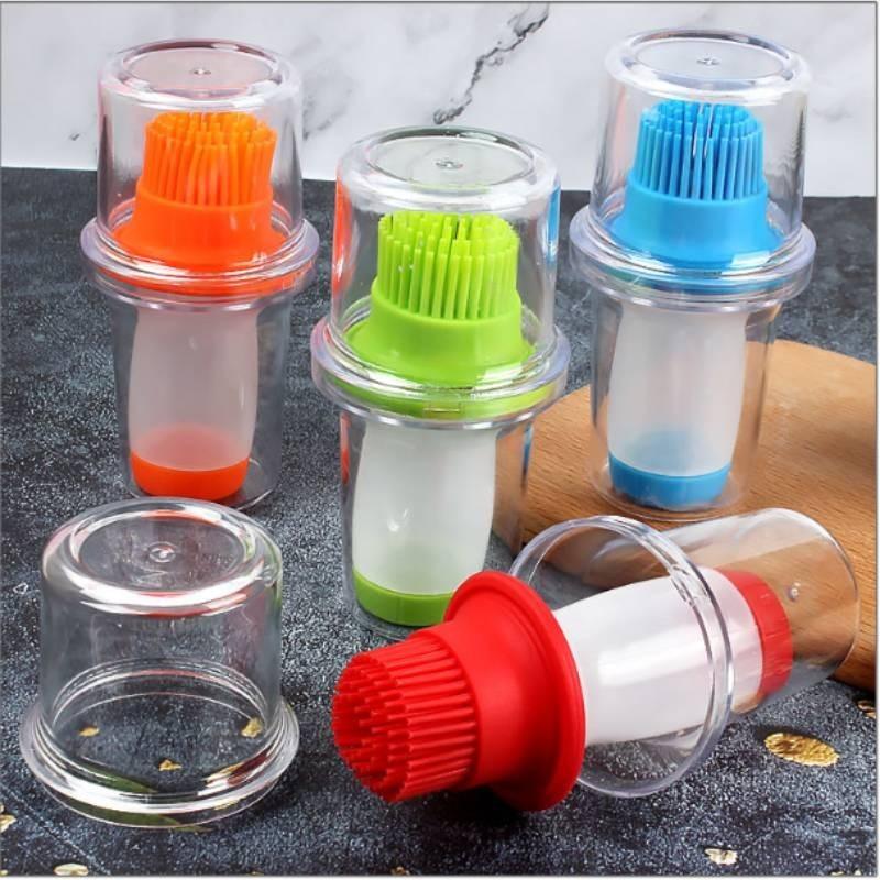 Press Grill Portable Oil Bottle Brush Storage Cover Kitchen Barbecue Gadget