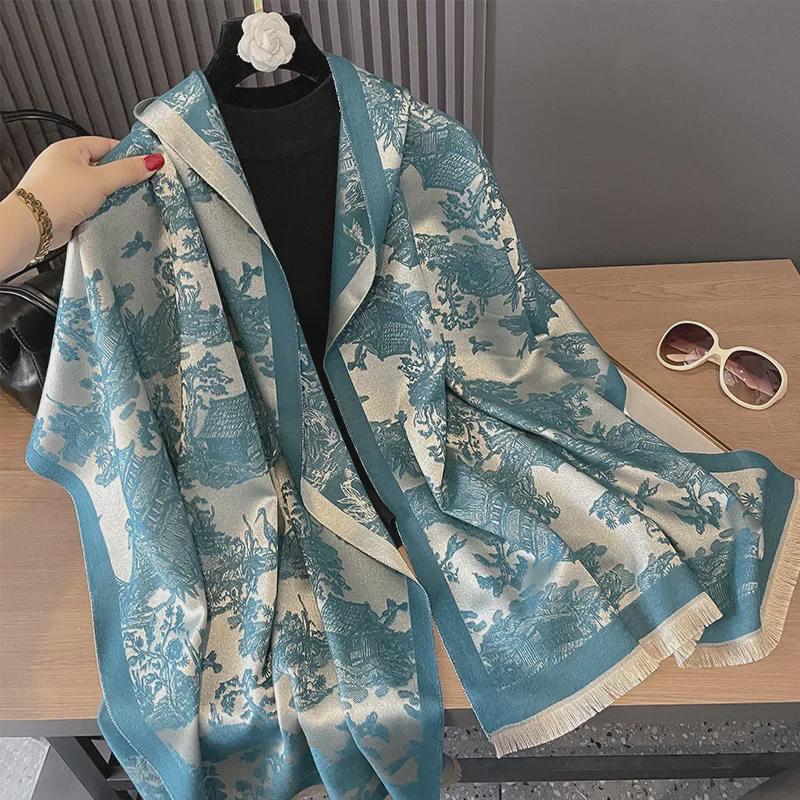 Elegant Dual-Sided Imitation Cashmere Scarf - European & Korean Style for Autumn/Winter