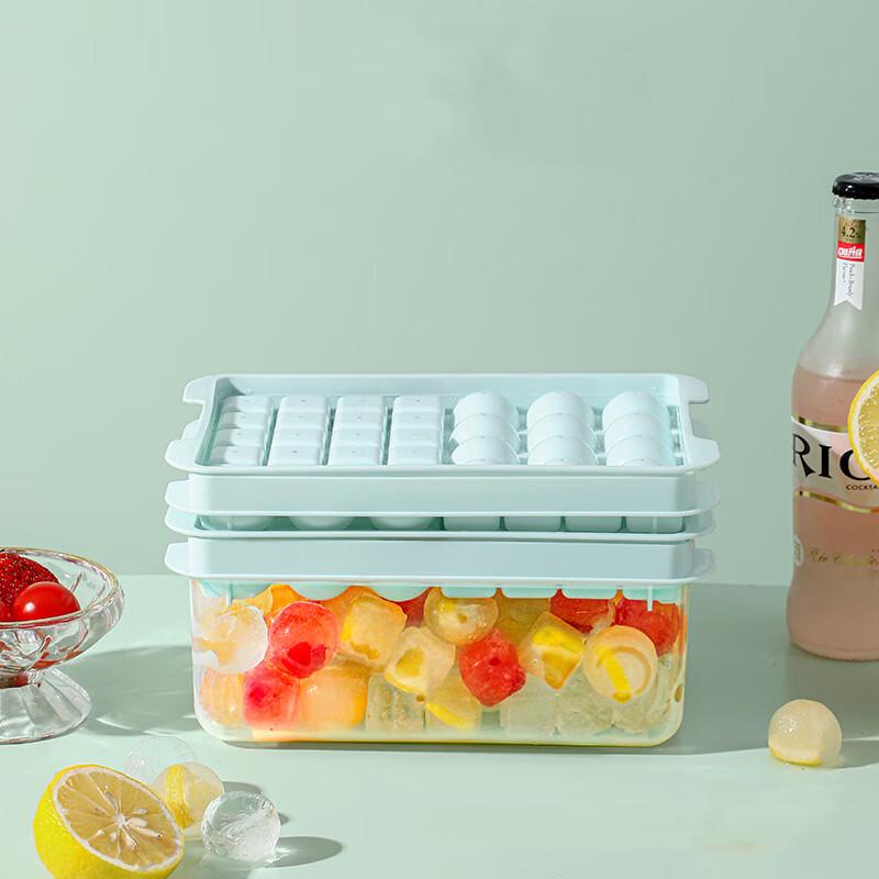 Plastic Double-Layer Ice Cube & Ice Ball Mold Set