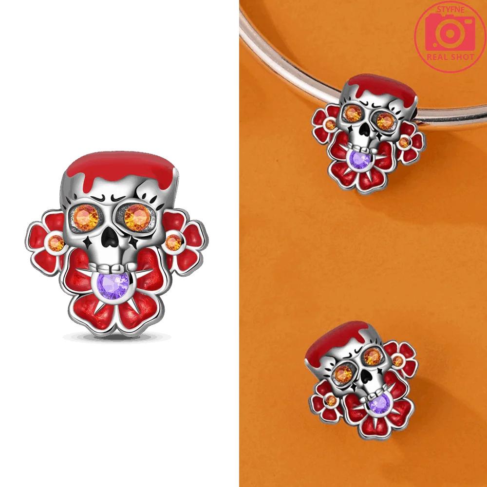 Original Black Butterfly Pendant Copper Skull Glowing Pumpkin Red Ghost Hat Beads Fit Bracelet Women Jewelry Fine Gift Diy