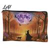 Smooth Zipper Bag Storage Bag with Zipper Thickened Polyester Large Capacity Colorful Printed Cosmetic Halloween Witch Pumpkin Pattern Pouch Durable