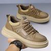 British Style Arrival Casual Leather Mens Board Shoes High Quality Fashion Thick Bottom Shoes Outdoor Non-Slip Walk Hiking Shoes