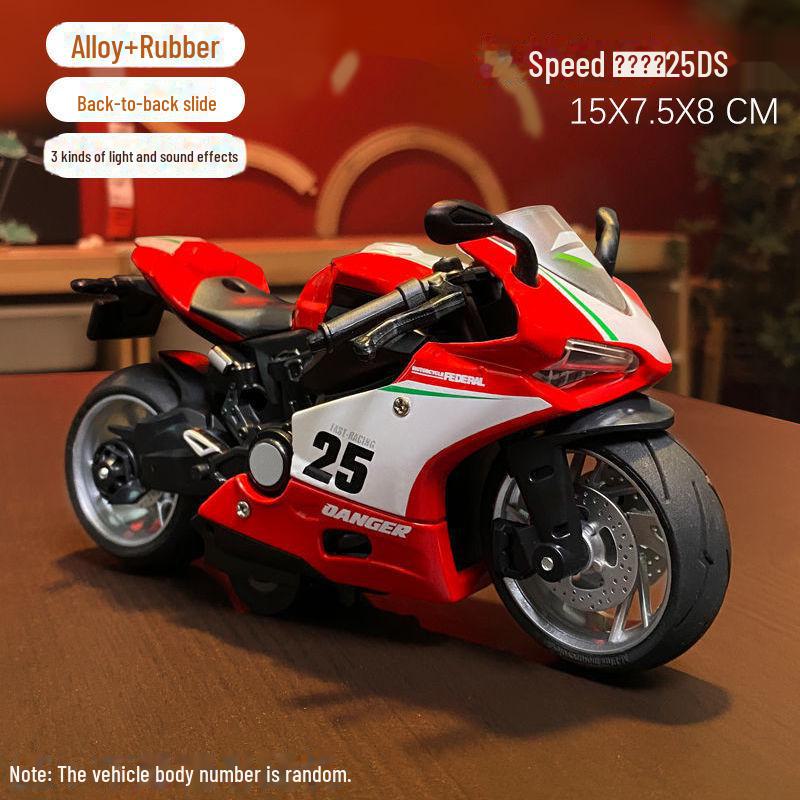 1:12 Handmade Police Motorcycle Model Toy - Pull Back Alloy Ornaments for Kids