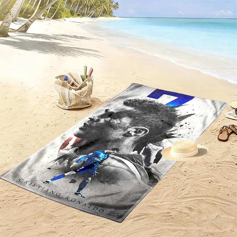 Cristiano Ronaldo: Asciugamano da spiaggia Legend Football Portatile per viaggi Campeggio all'aperto Asciugamano da bagno ad asciugatura rapida Assorbente Asciugamano da piscina all'aperto