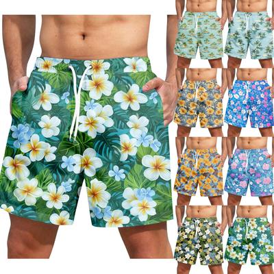 Men's Fashion Hawaiian Print Elastic-Waisted Casual Yoga Pants Beach Shorts