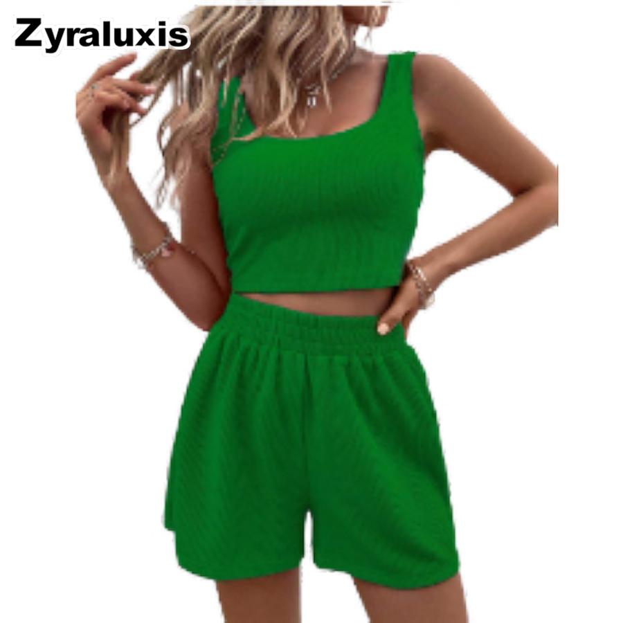 Summer Sweet Girl Breeze Knit Sleeveless Fashion Casual Solid Color Set Cute Girls Outfit