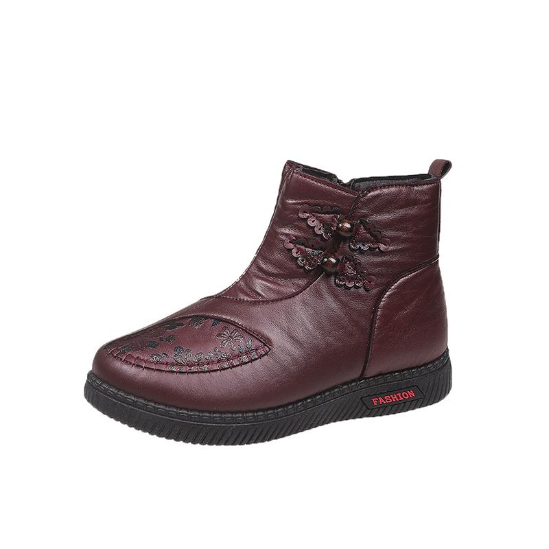

Fashion Women s Snow Boots Winter Fashionable Comfortable Warm Flat Boots Thick Sole Embroidered Women s Shoes Zapatos De Mujer 41 вино красного