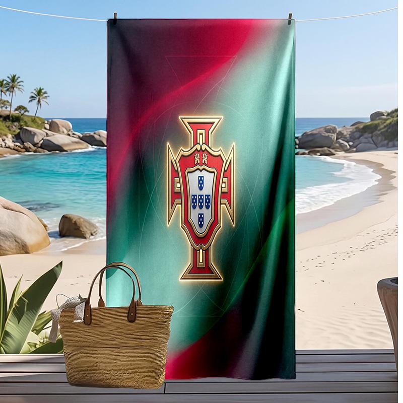 Portugal Fußball Print Strandtuch Schnelltrocknend Super Saugfähig Weiches Badetuch für Schwimmen Strand Reisen Fan Souvenir Geschenk