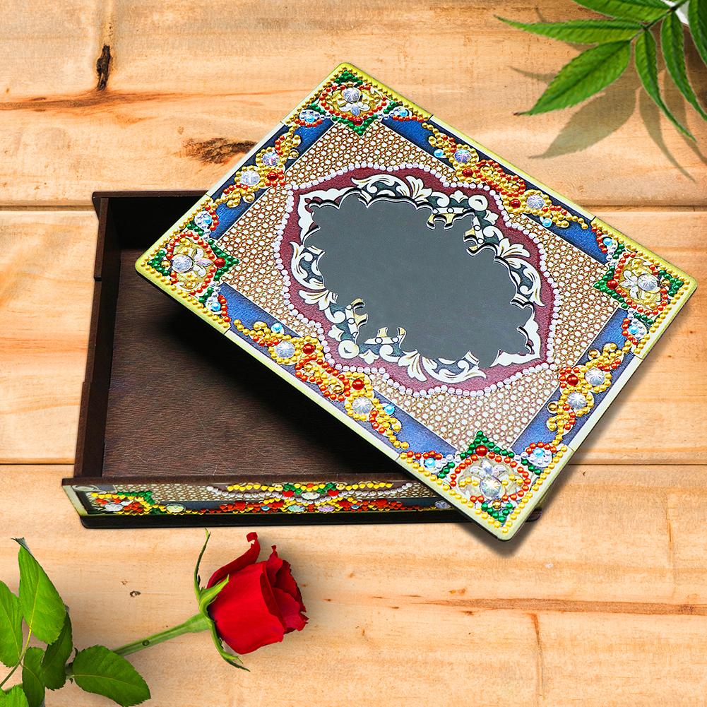 DIY Diamond Painting Jewelry Storage Box Wooden Earrings Necklace Storage Case Special Shaped Mosaic Embroidery Cross Stitch Kit