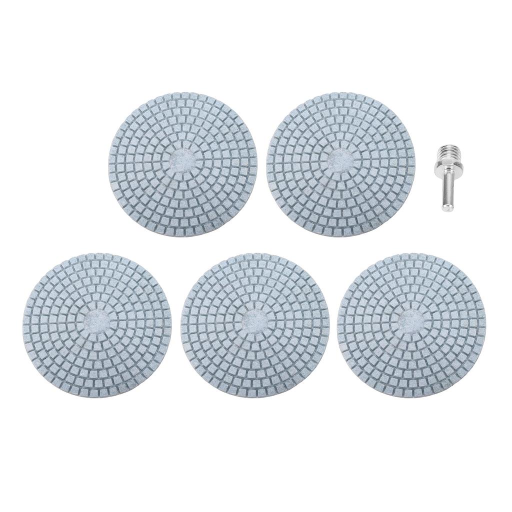 5 Pcs Diamond Polishing Pad 4 Inch 5 8in 11 Thread Wet Dry Polish Pad with 8mm Drill Bit Adapter for Granite Marble