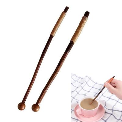 [2-teiliger Muddler aus Naturholz, Vintage-Design] Ast-Design für Kaffee, Tee und Honig. Umweltfreundlich, Verdrehte Drahtenden, Küchenwerkzeug im Retro-Stil (Ca.