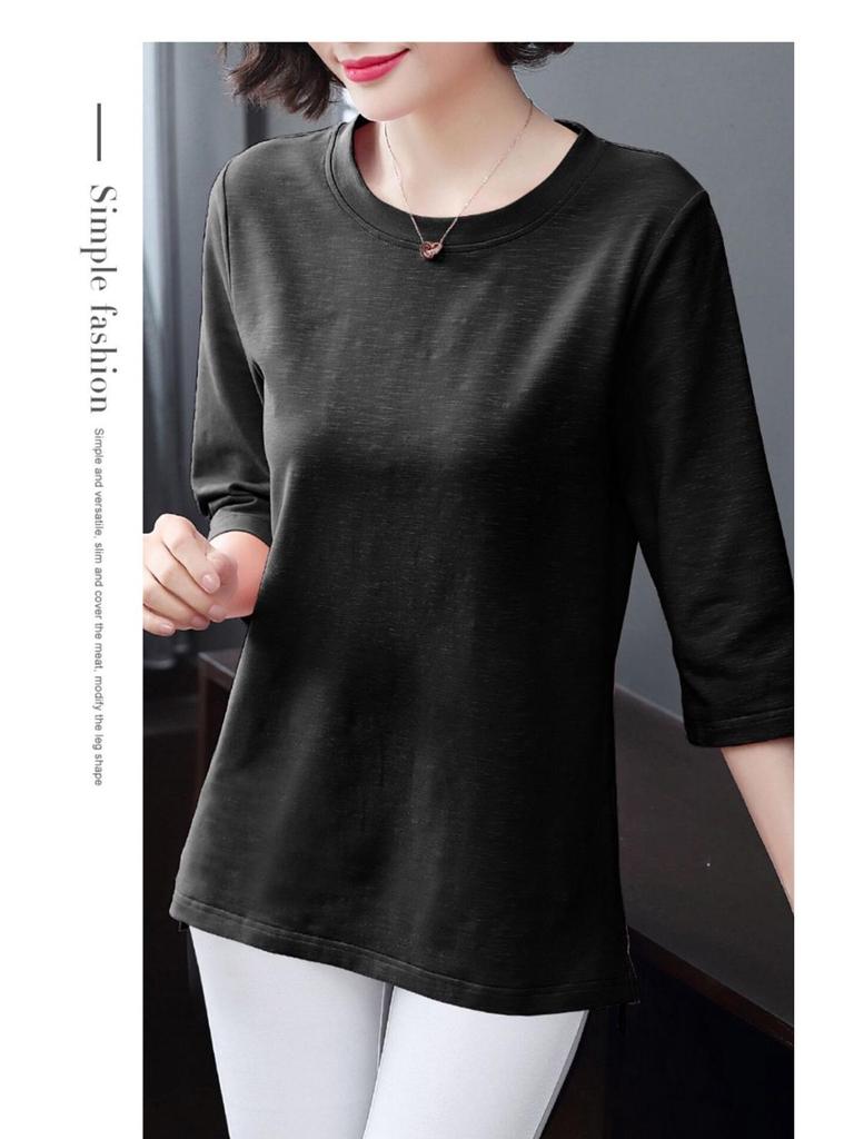 Korean Style Women's T-Shirt - Short, Seven-Sleeved, Long-Sleeved, Loose Fit, Plus Size for Spring and Summer