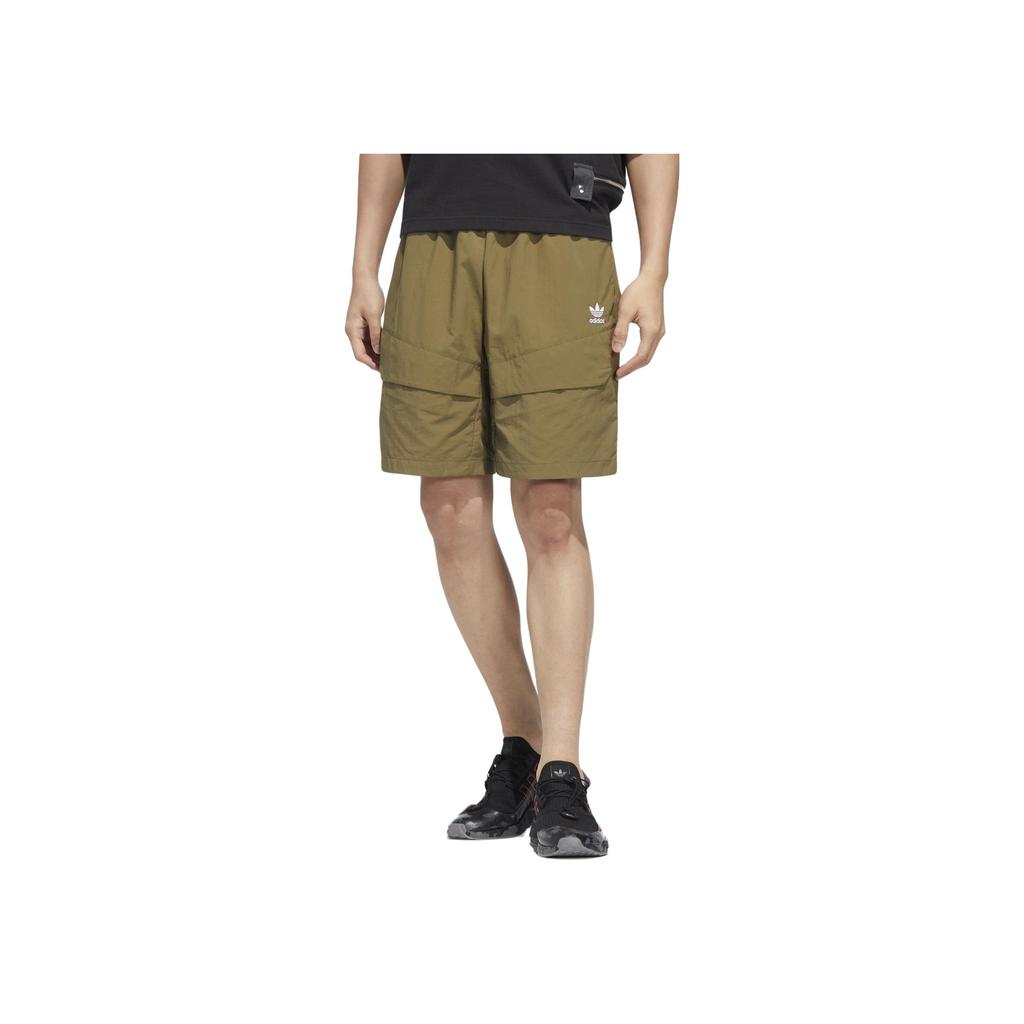 Adidas Solid Color Logo Print Elastic Straight Leg Shorts Men Shorts Olive-Green HM8036