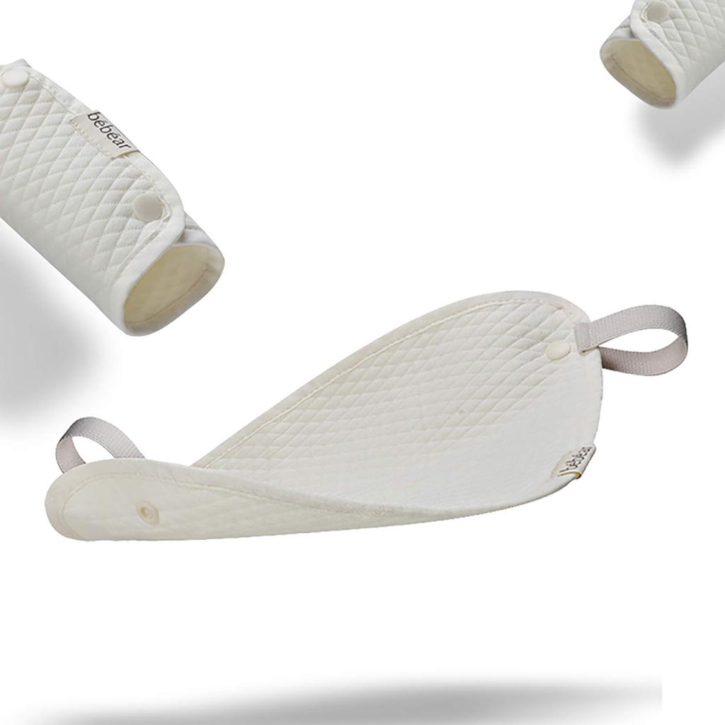 Bebamour Baby Carrier Drool Cover and Drool Pad Set Belt Sucking Pad for Baby Carriers (3-Piece Set) - Pad, 100% Cotton, (White)