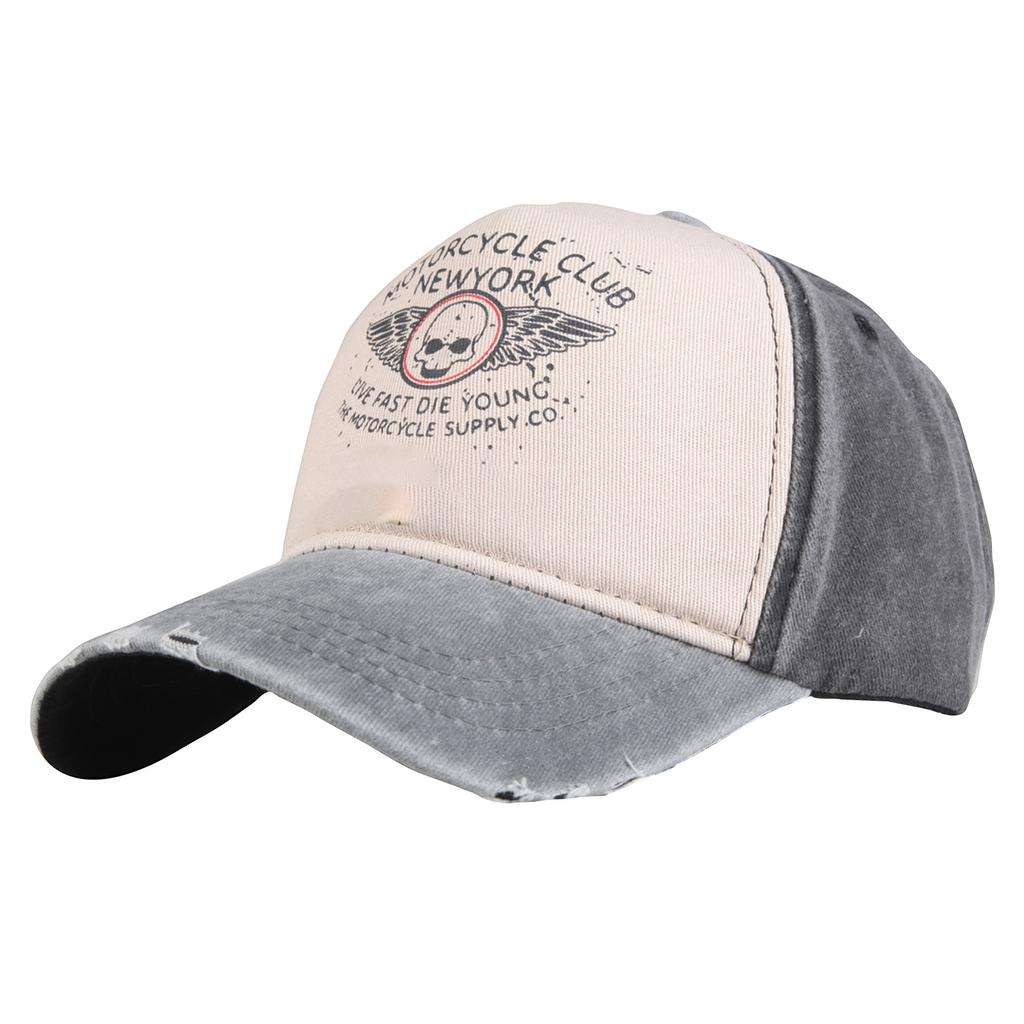 Retro Baseball Cap Cotton Washed Denim Trucker Hat Contrasting Color Distressed Pattern Print Hat Hat Unisex