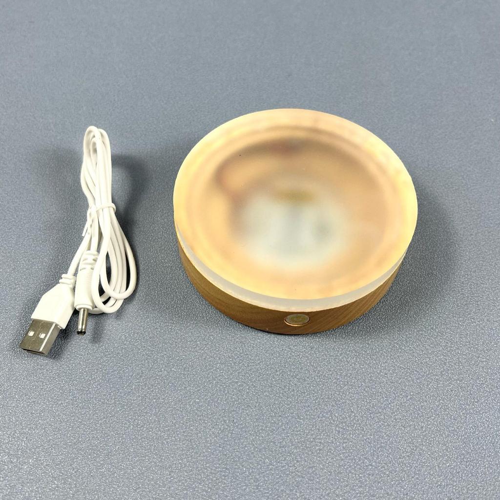 Touch LED Solid Wood Wireless Night Light Ornament with Acrylic Display Pad
