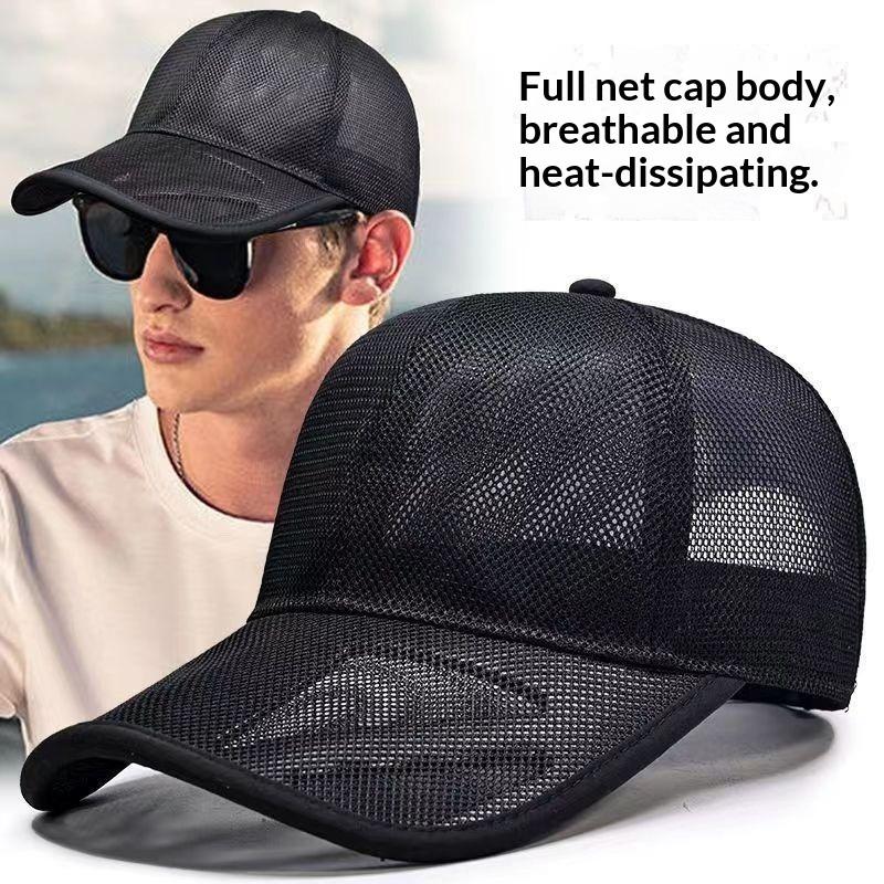 Men's Breathable Mesh Summer Cap - Hollow Visor Sun Hat for Middle-Aged Men, Outdoor UV Protection Baseball Cap