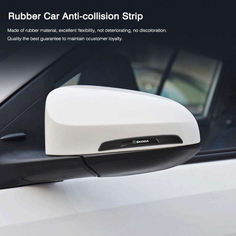 HFB4 4Pcs Rubber Anti Collision Strip Car Door Rearview Mirror Protector Stickers For Skoda Mk3 Yeti Kamiq Kodiaq Karoq Octavia Fabia