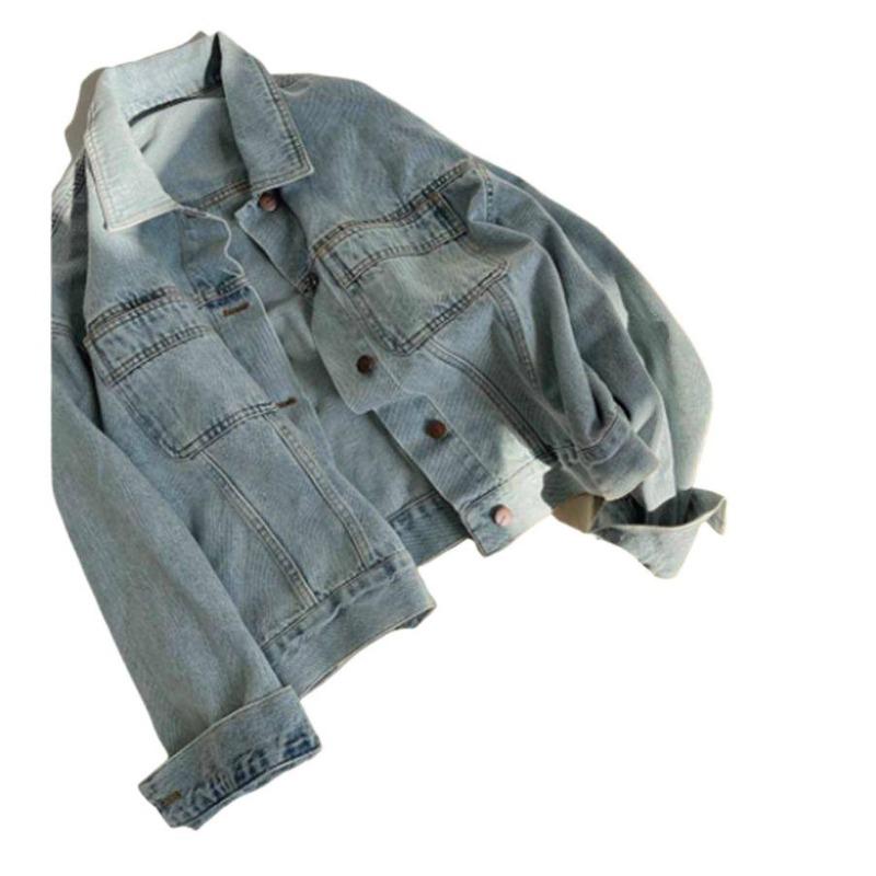 Spring New Korean Loose Versatile Jacket Long-sleeved Top Retro Blue Denim Jacket Women