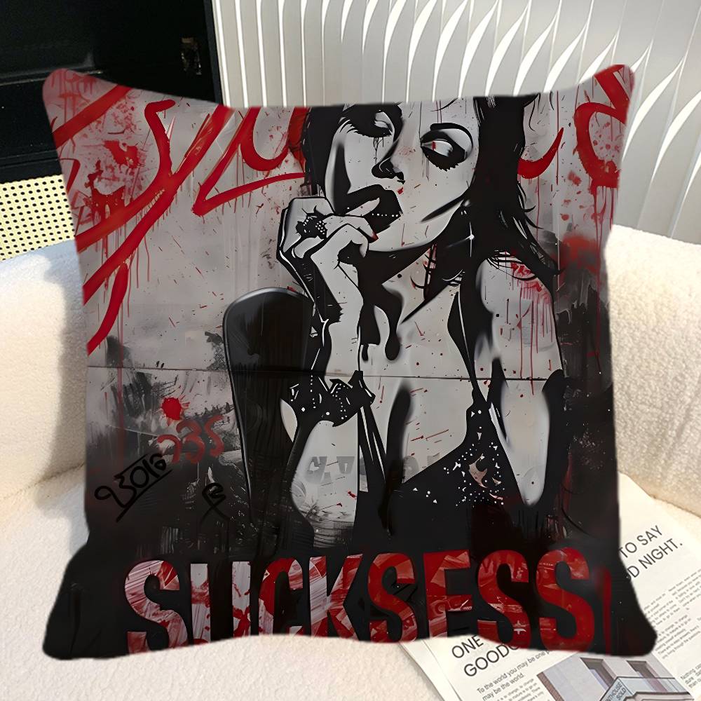 Street Graffiti Banksy Boy Girl With Balloon Pillow Case Square Pillow Bedroom Sofa Leisure Comfort Cushion Car Home Decoration