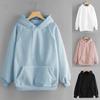 S-5XL Damen Lässig Einfarbig Kapuze Tasche Langarm Pullover Sweatshirt
