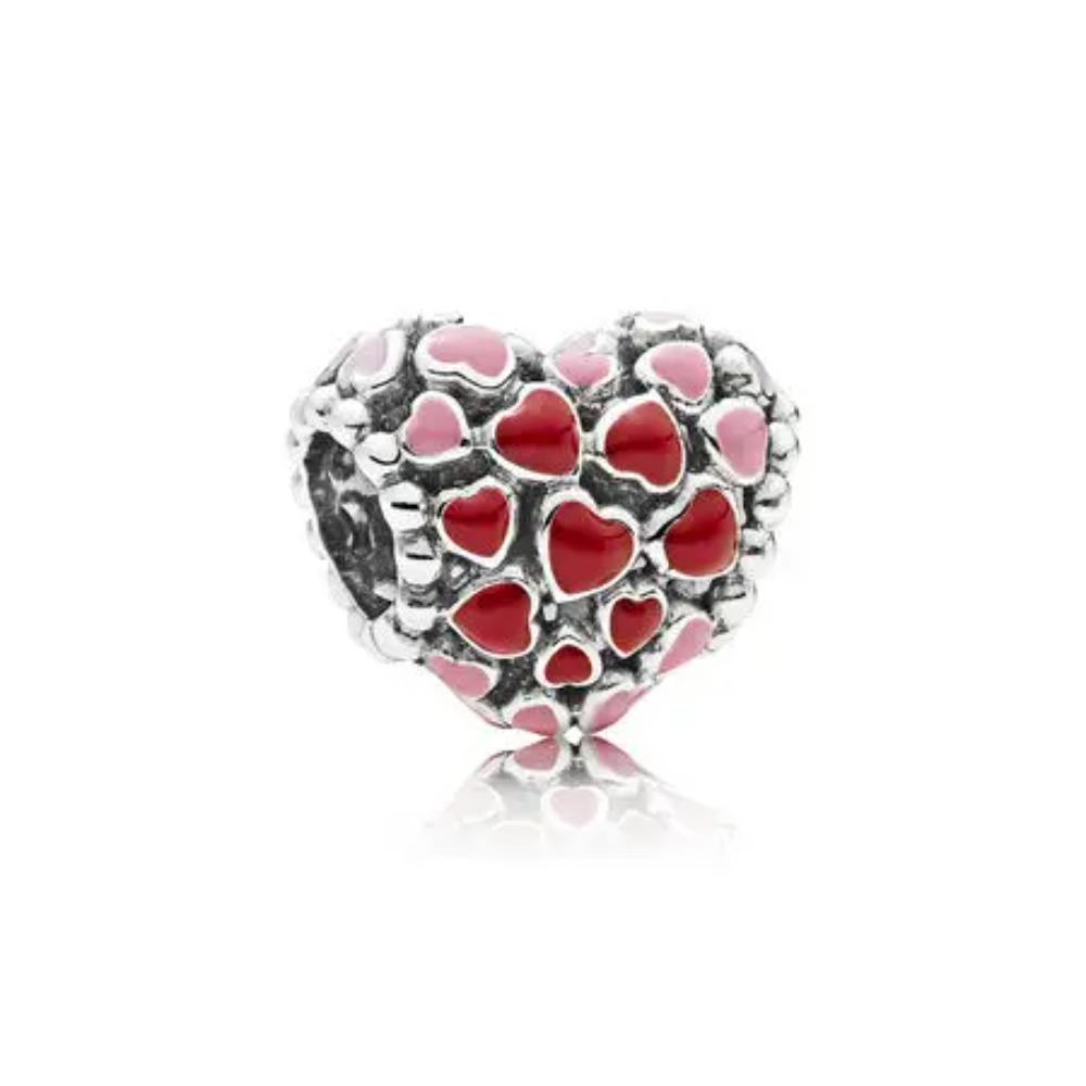 NEW 925 Silver Charm Fit Original Bracelet Accessories Women Jewelry Love Series Cupid Pink Heart Rose